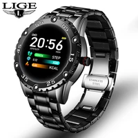 lige steel band smart watch men heart rate blood pressure monitor sport multifunction mode fitness tracker waterproof smartwatch