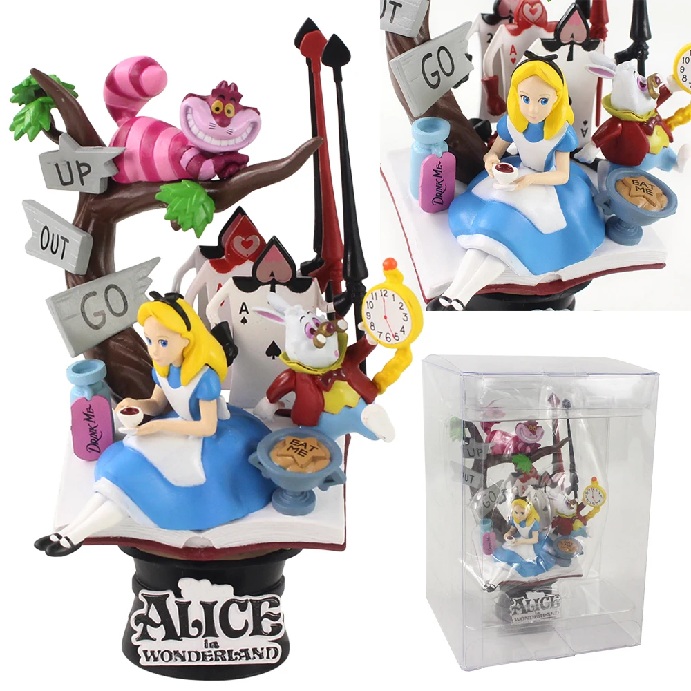 

16cm Cartoon Disney Alice in Wonderland With Cat Rabbit PVC Action Figure Collection Model Toys