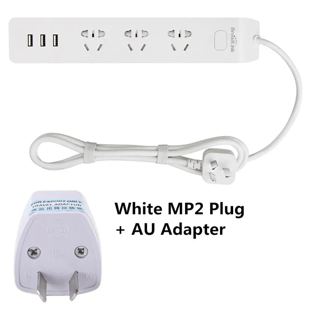 White AU Adapter Broadlink силовая лента MP2 3G \ 4G вилка USB зеленый белый 2.1A 1,8 mOriginal WiFi переключатель 3 гнезда AU UK US EU адаптер Пульт дистанционного управления - Комплект: White AU Adapter