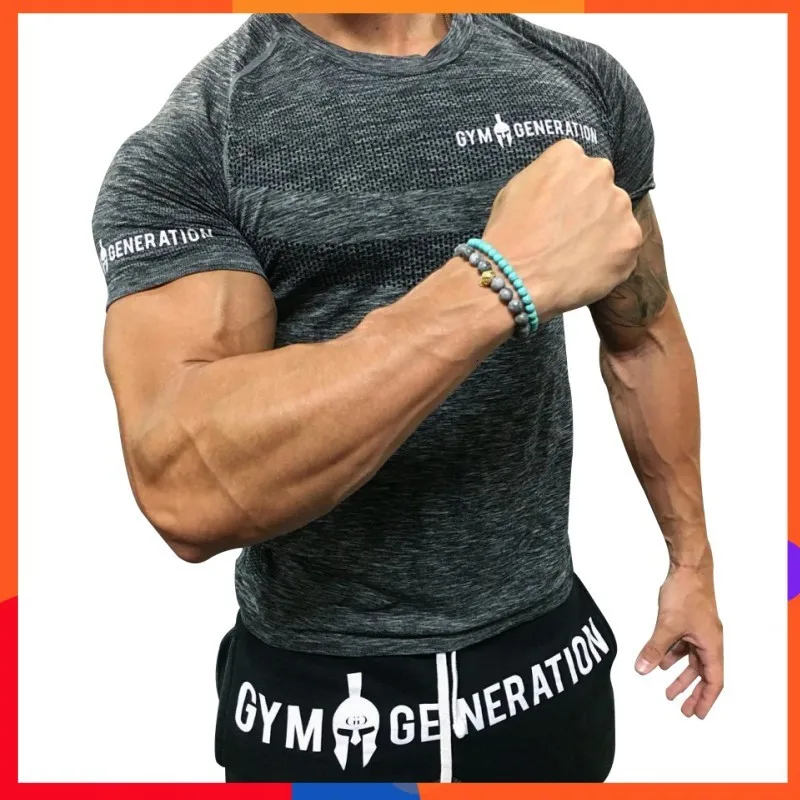 BOUSSAC футболка для бега Каратель Мужская с коротким рукавом компрессионная