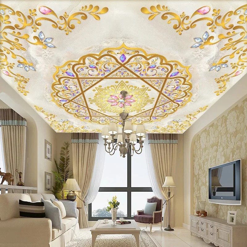 

Custom Mural Wallpaper European Style luxury Marble Ceiling Fresco Living Room Bedroom Study Home Decor Papel De Parede Tapety