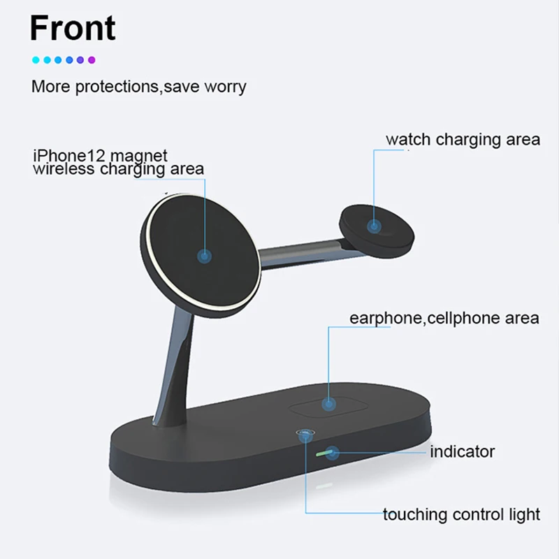 

15W Universal 4 in 1 Qi Wireless Charger For Magsafe Iphone 12 Pro Max Fast Charging Station For Airpods Apple Watch 6 5 4 3 2 1