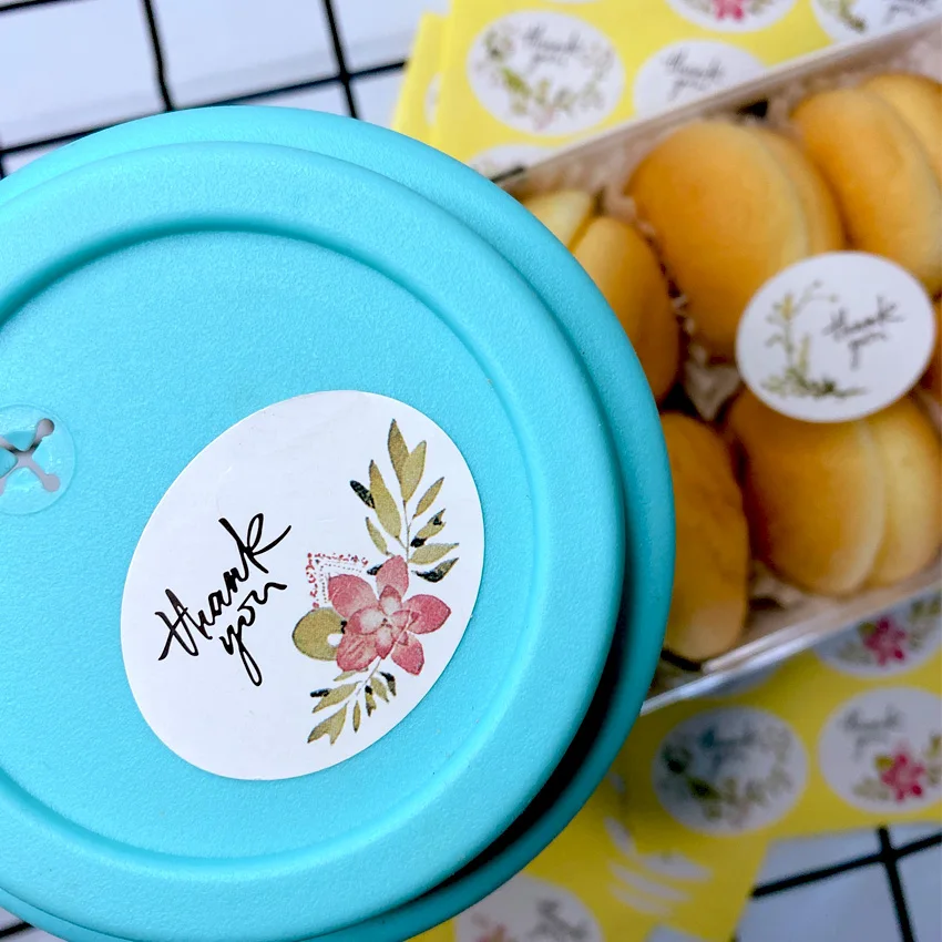 Винтажный цветочный подарок 1200 шт./лот наклейка с печатью спасибо на свадьбу день