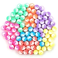 50pcs 9mm mix color round tai chi beads polymer chip disk loose spacer beads for necklace bracelets jewelry making diy supplies