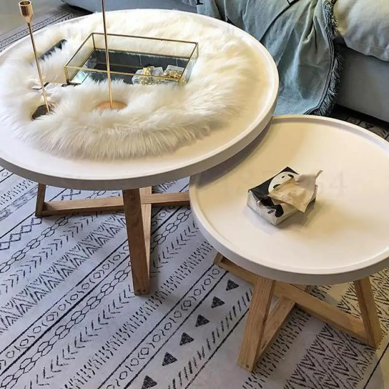 Кофейный столик в нордическом минималистическом стиле современный круглый