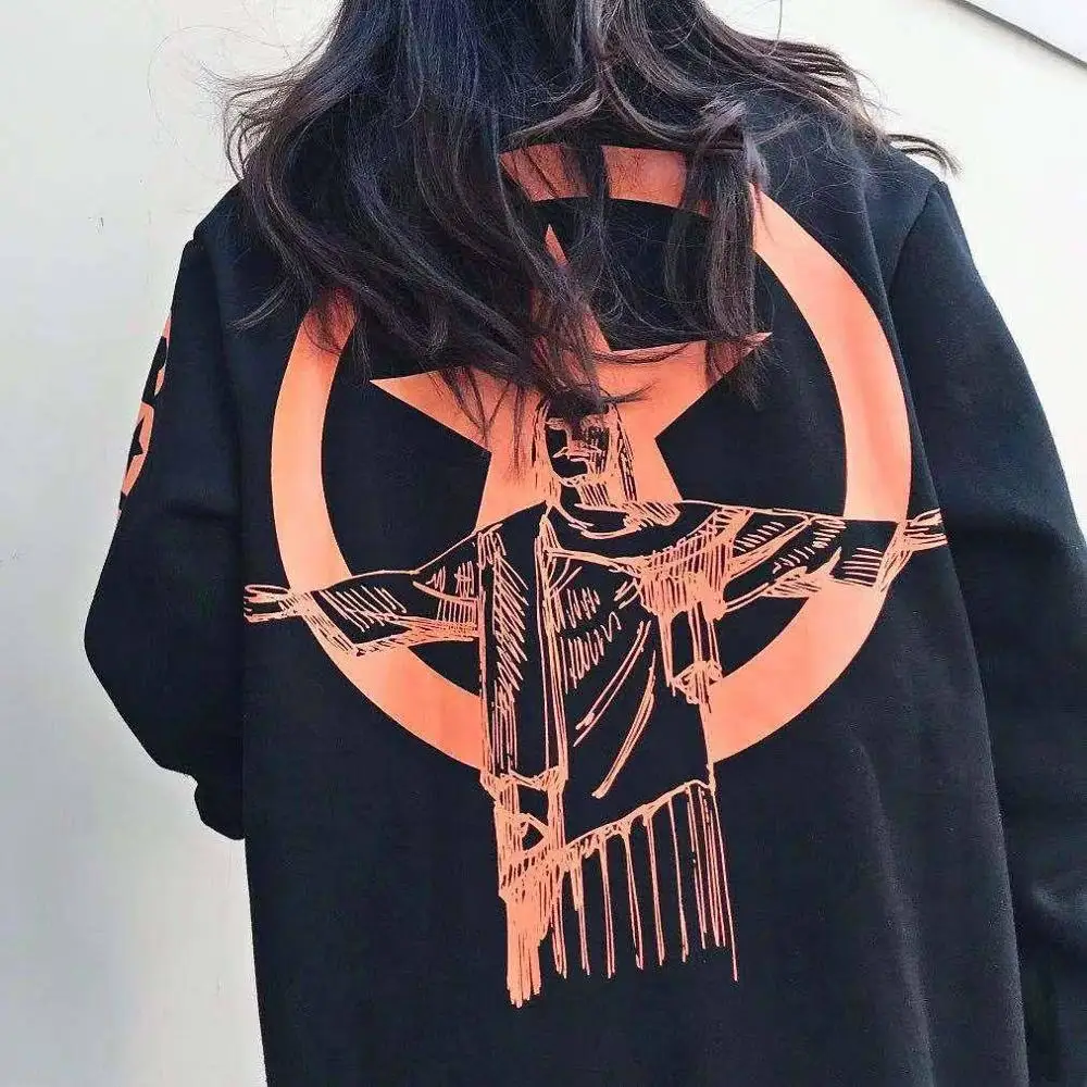 

Funny Punk Hoodies Sweatshirts Women Cool Letter Print Hoodie Sweatshirt Streetwear Jacket Clothes Girl Spring Black Loose Tops