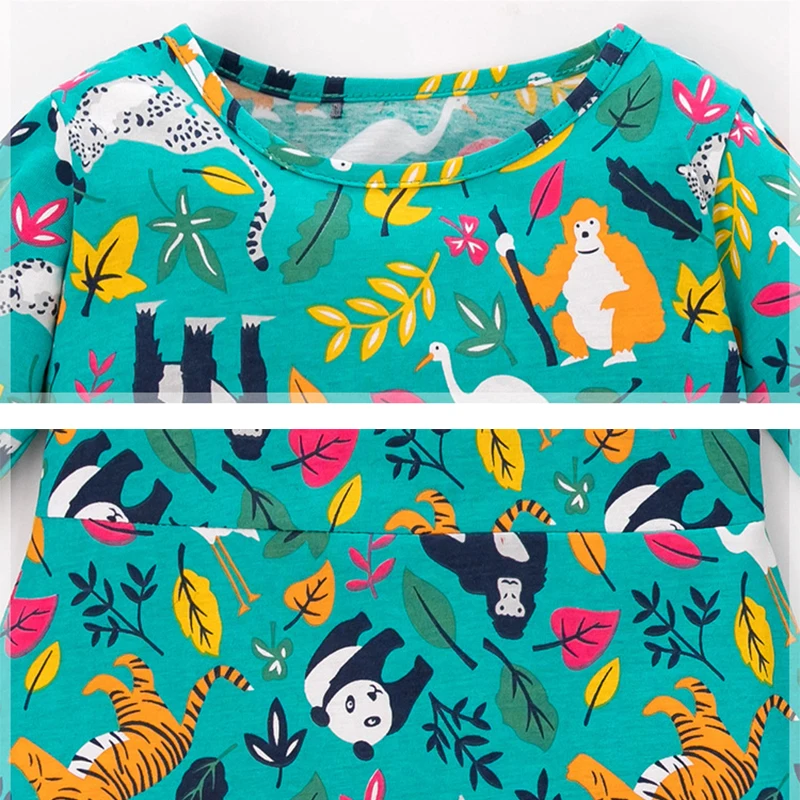 

Shriymariy Summer Baby Girl Dress Cartoon Printed Long Sleeve Dress for Girls 2021 New Girls Skirt Kids Baby Clothes 100% Cotton