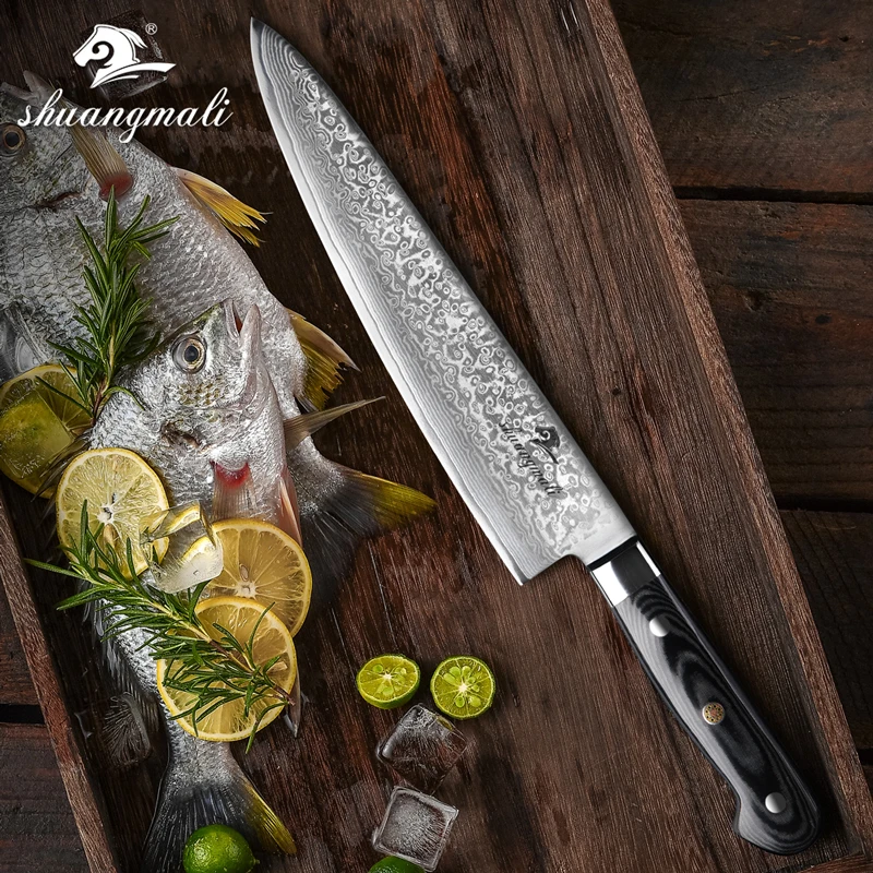 Нож для нарезки мяса Gyuto VG10 кухонные ножи из стали Дамасского плетения 67 слоев