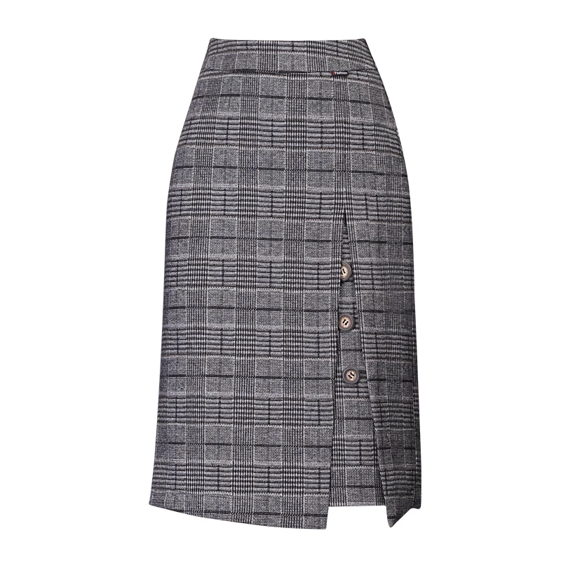 

SHINYMORA Winter Elegant Plaid Skirts for Women High Waist Knee Length Korean Female Slim A Line Black Skirts Plus Size Skirt