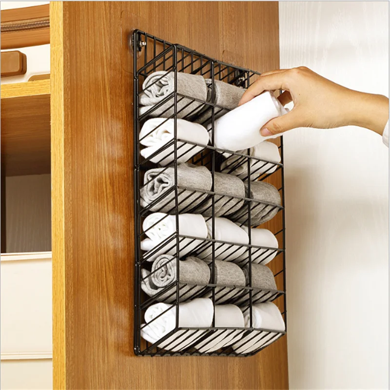 

Storage wall mounted non perforated wardrobe wall mounted underwear socks Wardrobe Storage hanger