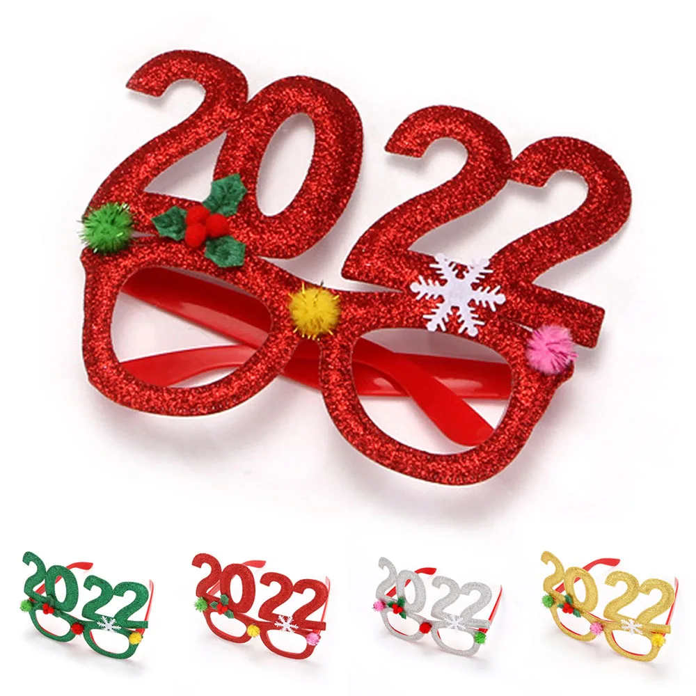 Christmas And New Year Decoration Glasses Frame New Year Photo Decoration Greeting 2022 New Year Gift Christmas Party Ornament