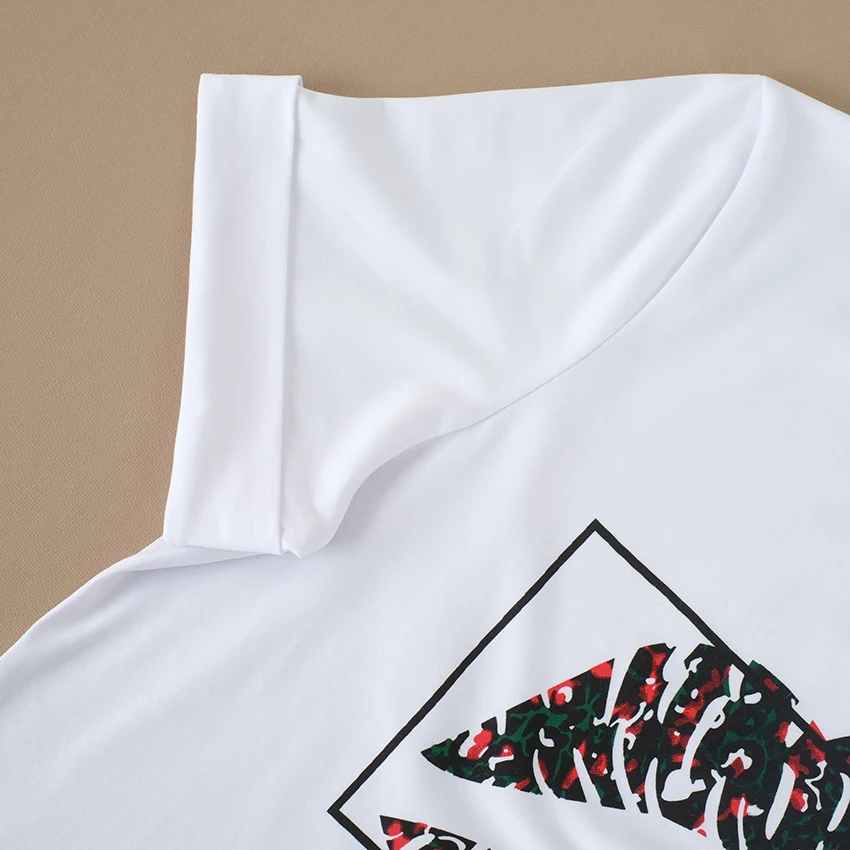 Женский Повседневный костюм белая футболка с коротким рукавом и леопардовой