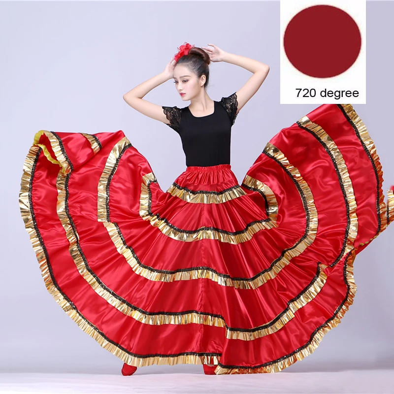 Style2 720 Цыганская женщина испанский Фламенко юбка полиэстер Атлас Гладкие большие качели карнавальные вечерние костюмы для Бальных Танцев Живота - Цвет: Style2 720