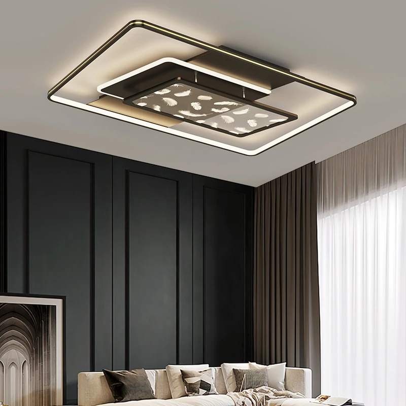 Feather Metal LED Ceiling Lamp for Kids Room Living Kitchen Indoor Lamps Crystal Luster Dimmable Modern acrylic decoration | Лампы и