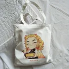 Сумка-шоппер с рассекающим демоном, холщовая аниме сумка для покупок Rengoku Kyoujurou Kimetsu No Yaiba, сумочка-тоут в стиле Харадзюку