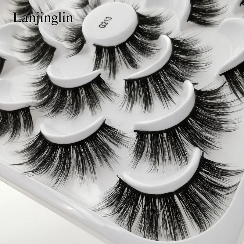 LANJINGLIN 5/7/10 пар в комплекте; искусственный мех 3D норковые ресницы натуральных длинных накладных ресниц объем высокое качество накладные ресницы расширения ресницы «maquiagem»