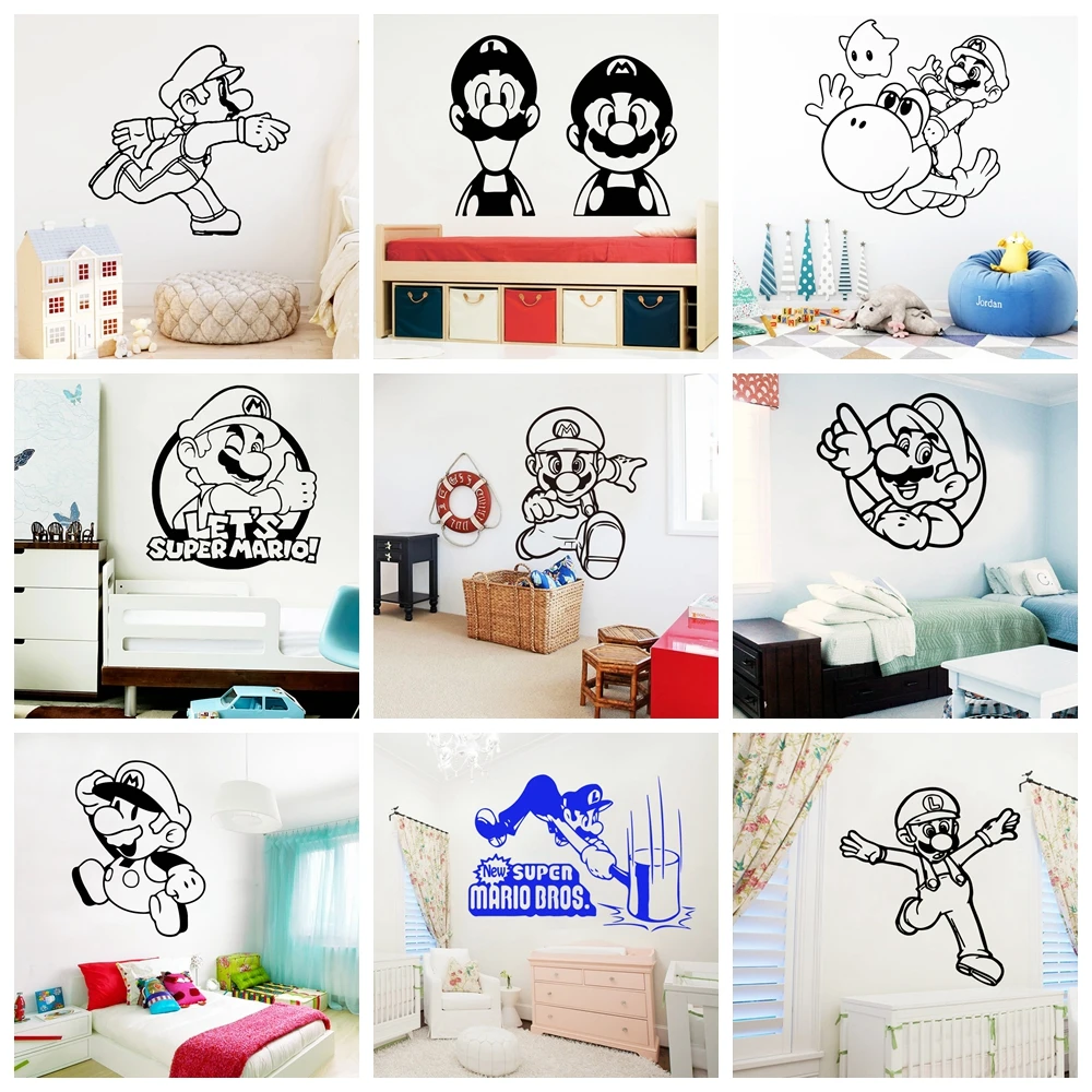 

Cute Super Mario Wall Decal Wall Sticker for Kids Room Decoration Stickers Gaming Wallpaper For Boys Gaming Room Vinyl Stickers
