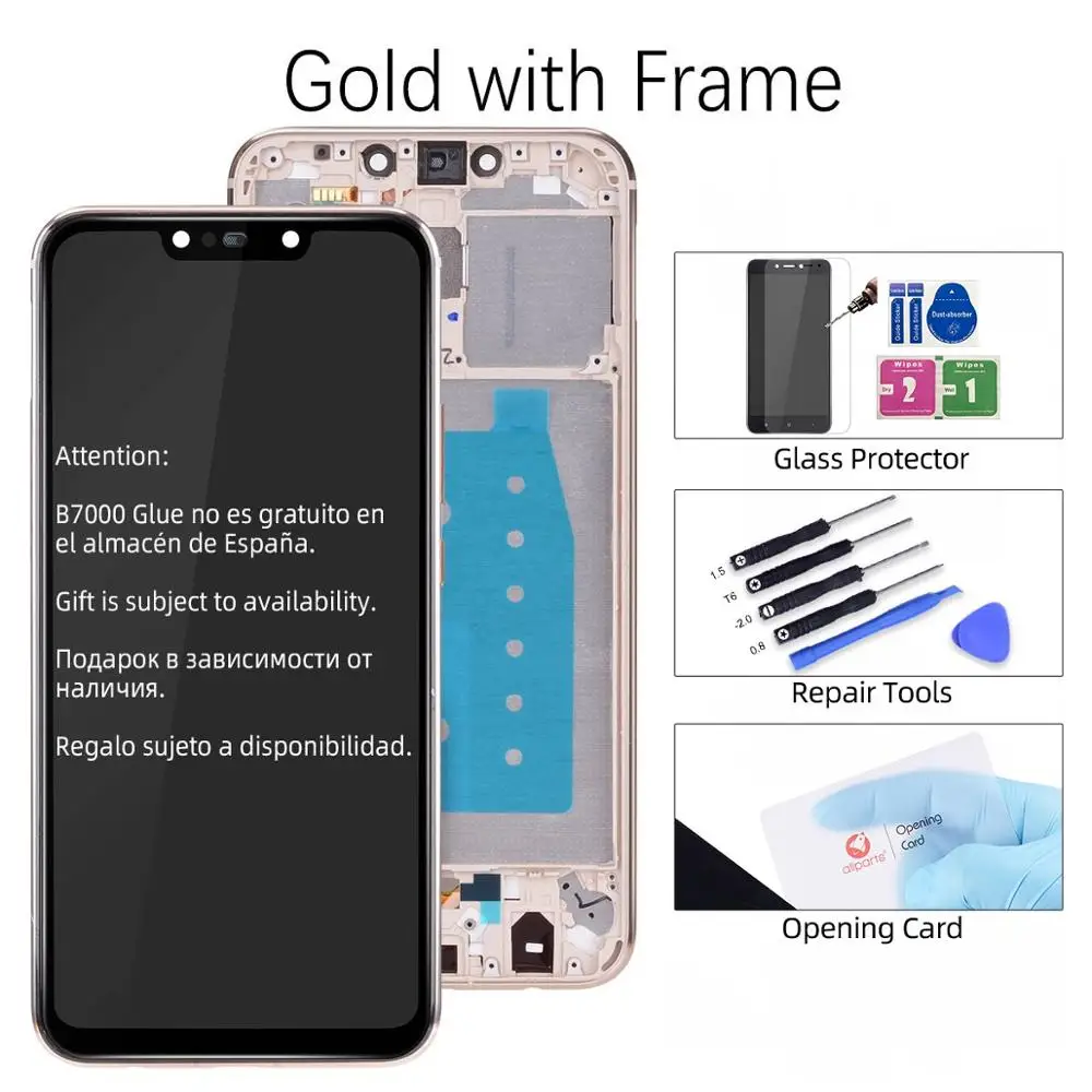 Gold with frame Дисплей для HUAWEI Mate 20 Lite SNE-LX1 LCD в сборе с тачскрином SNE LX1 черный - Цвет: Gold with frame