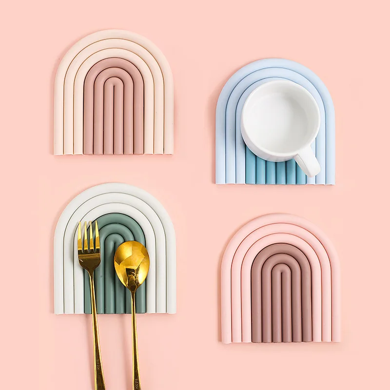 Лидер продаж оригинальный креативный термостойкий Коврик Rainbow Coaster Съемный стол