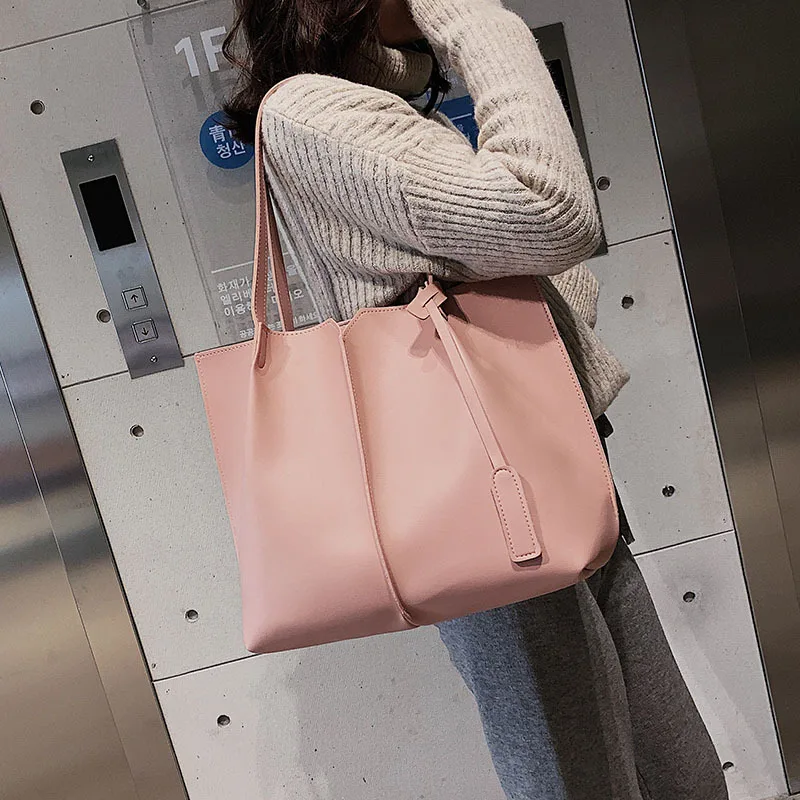 Women's Soft Leather Handbag High Quality Women Shoulder Bag Luxury Brand Tassel 2 sets Bucket Fashion Handbags | Багаж и сумки