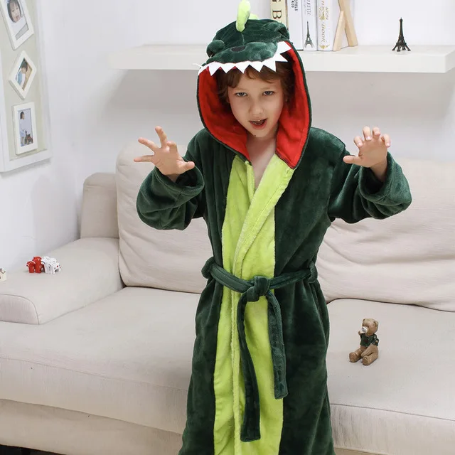 dinosaul Детские халаты для мальчиков пляжные Полотенца ночное белье для малышей Толстовка с капюшоном банный халат, детский банный халат для девочек с покемоном, Детские динозавр PIKACHU полиэстер - Color: dinosaul