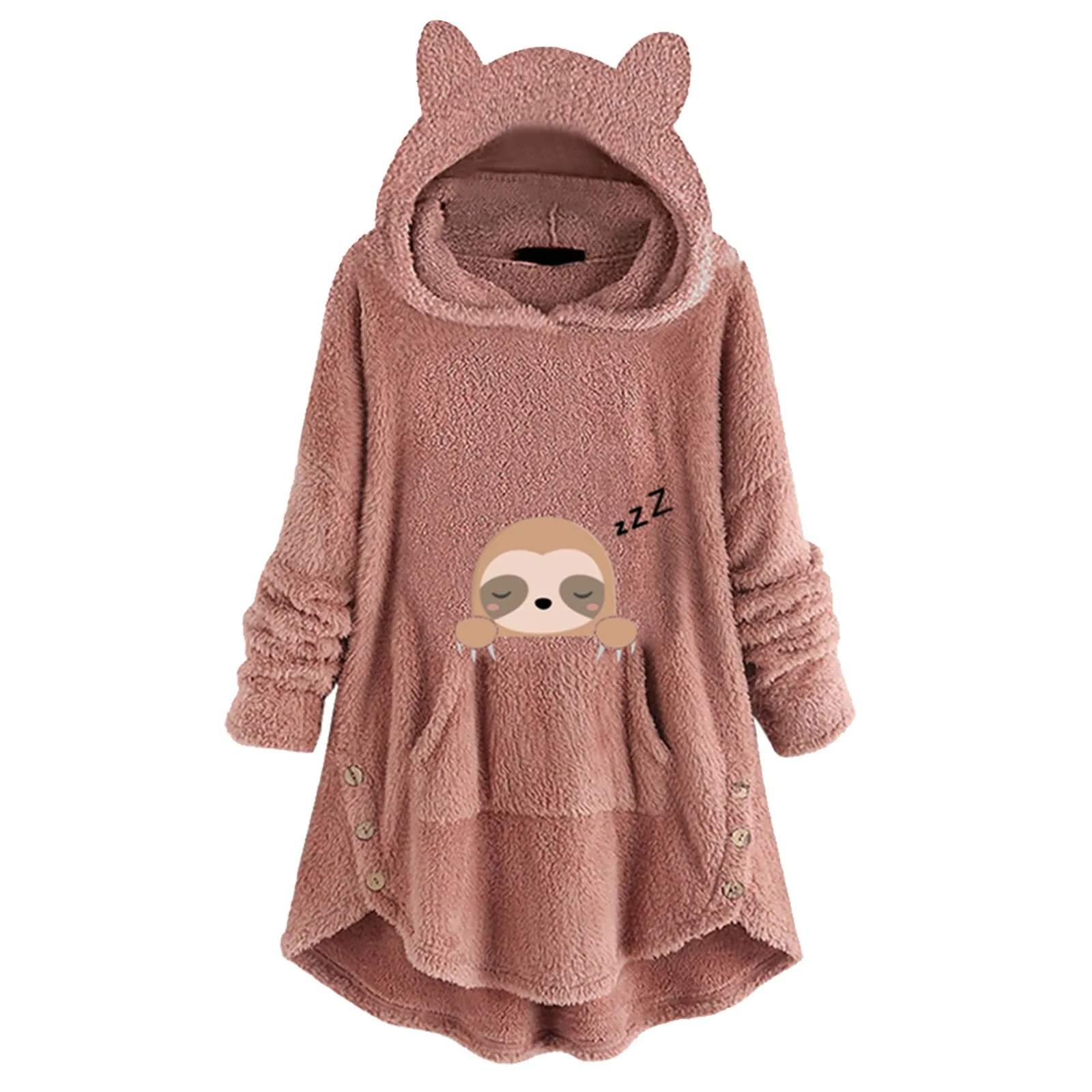 

Women's Sweater Top Women Casual Daily Long Sleeve Hoodies Pullover Hoodie Fleece Cute Printed With Button Sudadera Mujer