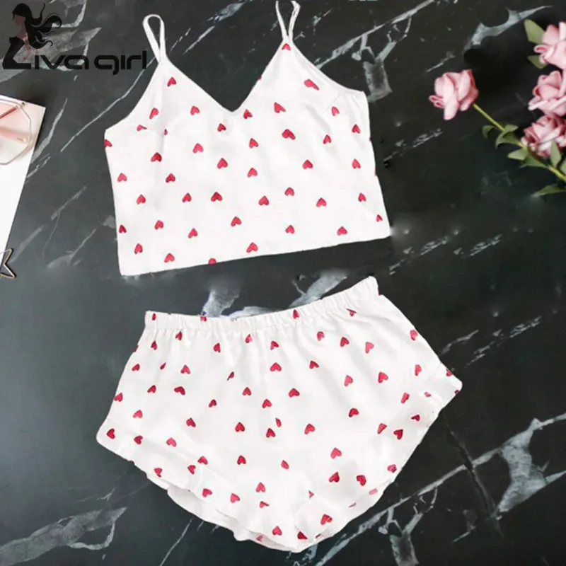 Сексуальная Женская одежда для сна атласная кружевная пижама с принтом в виде