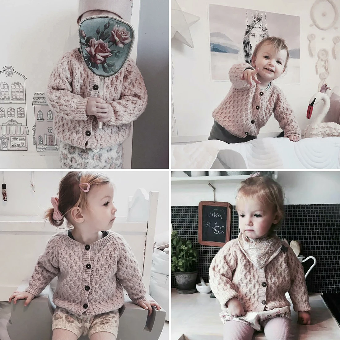 Вязаный кардиган для маленьких девочек зимние теплые свитера новорожденных