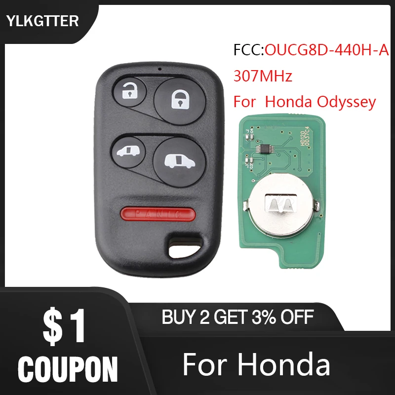 

YLKGTTER 307 МГц 5 кнопок дистанционного ключа для Honda Odyssey 2001-2004 для Honda OUCG8D-440H-A оригинальный пульт дистанционного управления