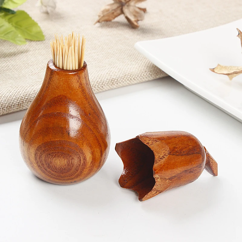 

5PCS Toothpick Holder Aubergine Style Spice Jar Sugar Bowl Jujube Wooden Salt Storage Box With Lid Kitchen Tool Accessories
