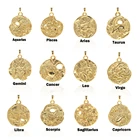 Подвеска из 12 Соединенных элементов, подвеска с золотым созвездием, ожерелье-Астрал, подвеска в виде круглой золотой монеты, ювелирные аксессуары сделай сам 29x39x2 мм