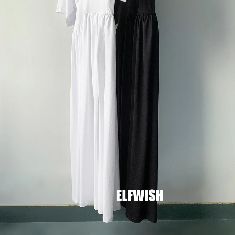 Женское Хлопковое платье-футболка с круглым вырезом и короткими рукавами -