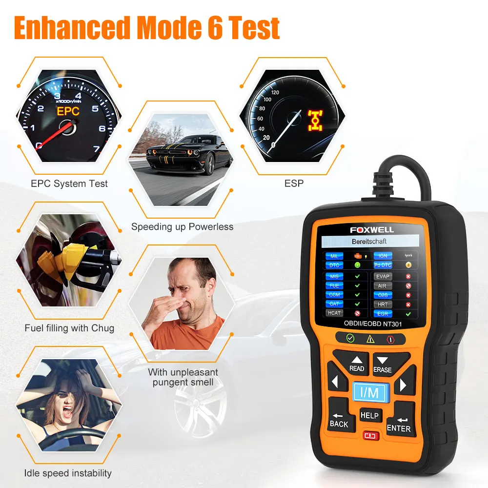 Foxwell NT301 OBD OBD2 сканер двигателя код читателя автомобиля диагностический