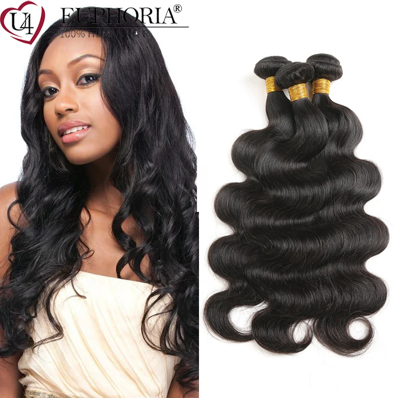 

Natural Color 100% Human Hair Wefts 1/3/4 pcs Weave Extensions Brazilian Body Wave Remy Hair 8-30inches EUPHORIA