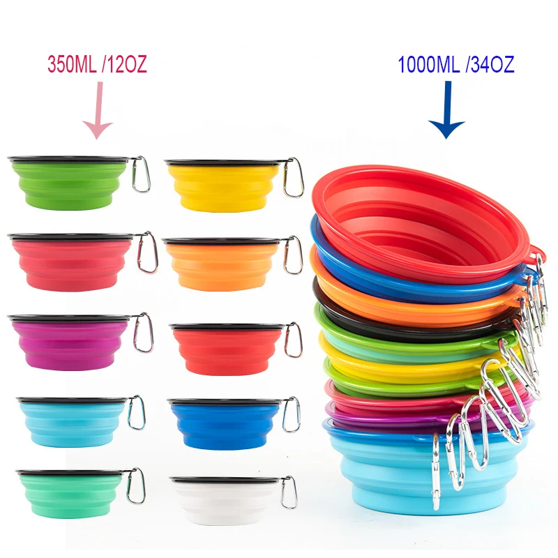 

Portable silicone pet bowl, expandable for cat and dog water bowl feeding, camping travel collapsible food bowl