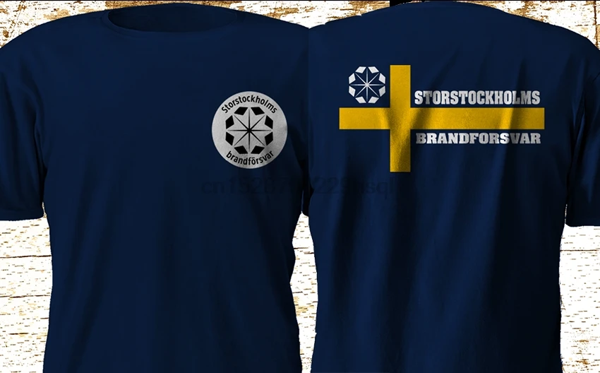 Модная новинка Шведский пожарный STORSTOCKHOLMS BRANDFORSVAR темно синяя футболка S 3XL