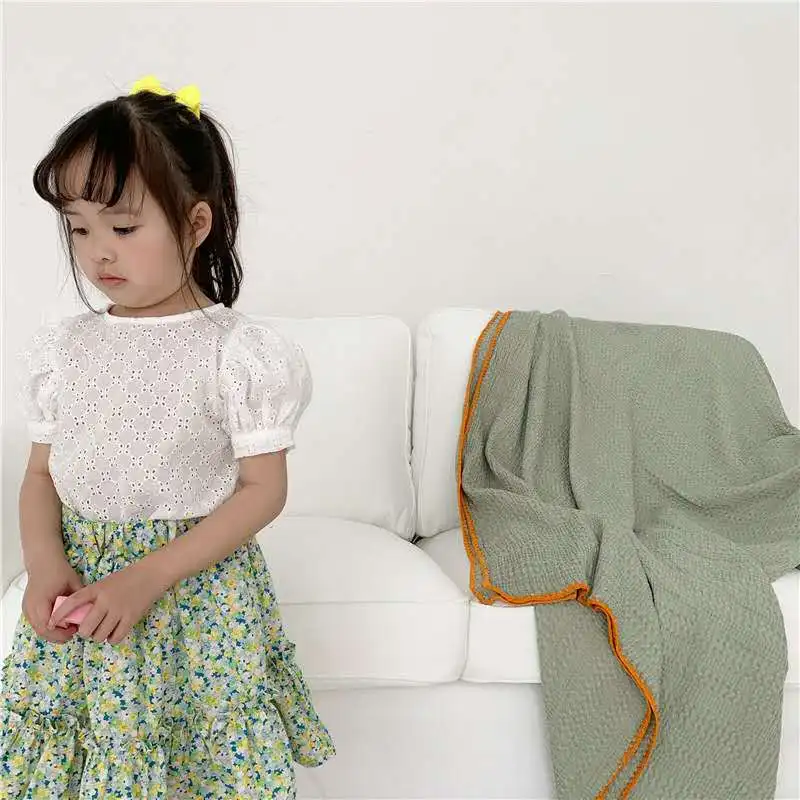 Летняя коллекция 2020 года корейские рубашки для девочек с вырезами хлопковый топ