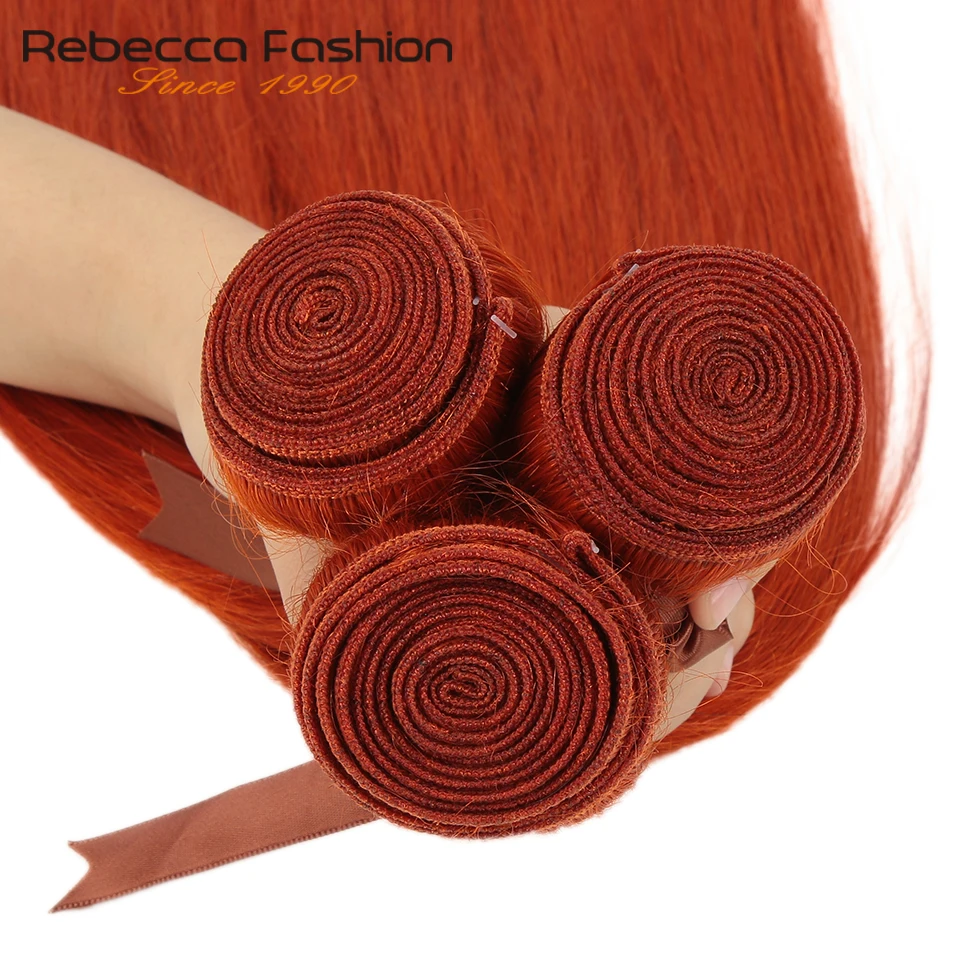 Rebecca Orange пряди волос бразильские Прямые Remy человеческие волосы для наращивания