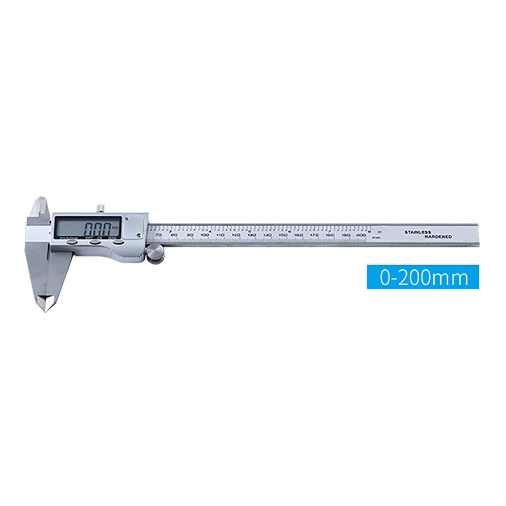 0-200mm Цифровой штангенциркуль 0-100/150/200/300 мм измерительный инструмент Нержавеющая сталь дюймов/мм Электронный штангенциркуль с нониусом Gauge Серебряный - Цвет: 0-200mm