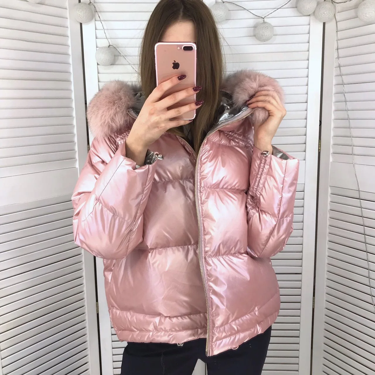 2019 зимняя Глянцевая парка женское водонепроницаемое пальто меховая куртка с