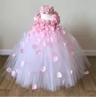 Платья-пачки для девочек, розовые, свадебные, на бретелях, детское платье с цветочным рисунком год, на день рождения, Рождество