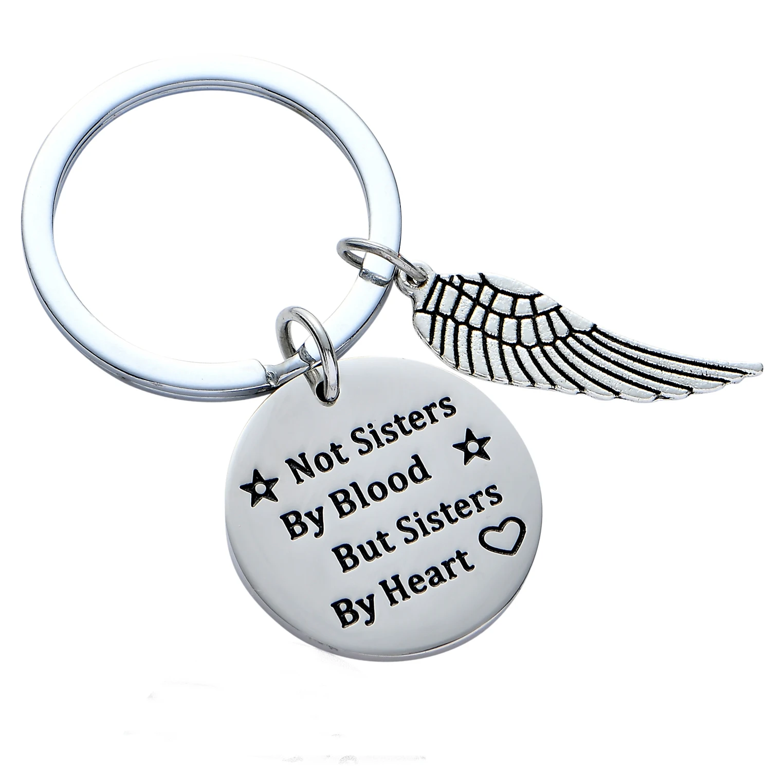 

12PC Friendship Keychain Not Sisters By Blood But Sisters By Heart Keyring Angel Wings Charm Pendant Key Ring Best Friends Gifts