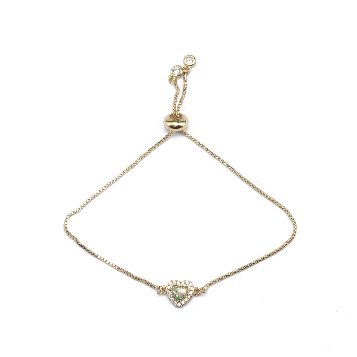 Женский браслет с подвеской в виде сердца золотым покрытием и вставкой из
