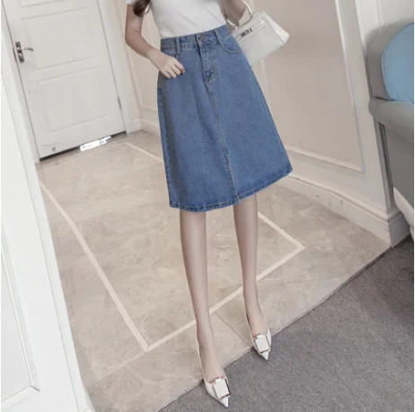 Женские офисные джинсы Летние Элегантные Свободные Юбки миди с высокой талией 5xl