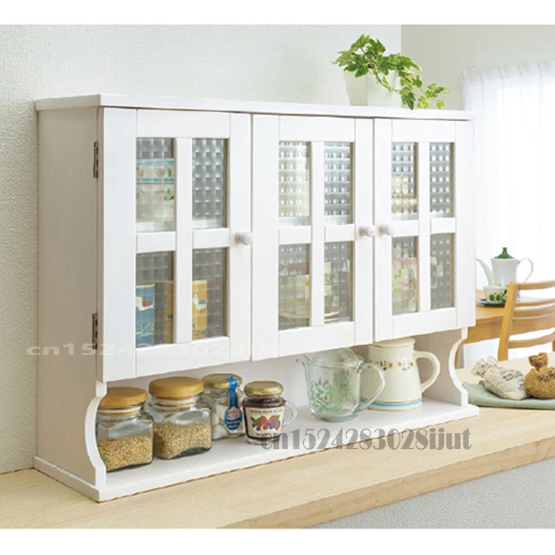 Японский боковой шкаф из массива дерева кухонный стол полка со стеклянной дверью