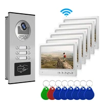 6 Sets Video Doorbell  Monitor Multi Apartments Building Wifi ID Card Lock  Video Intercom System