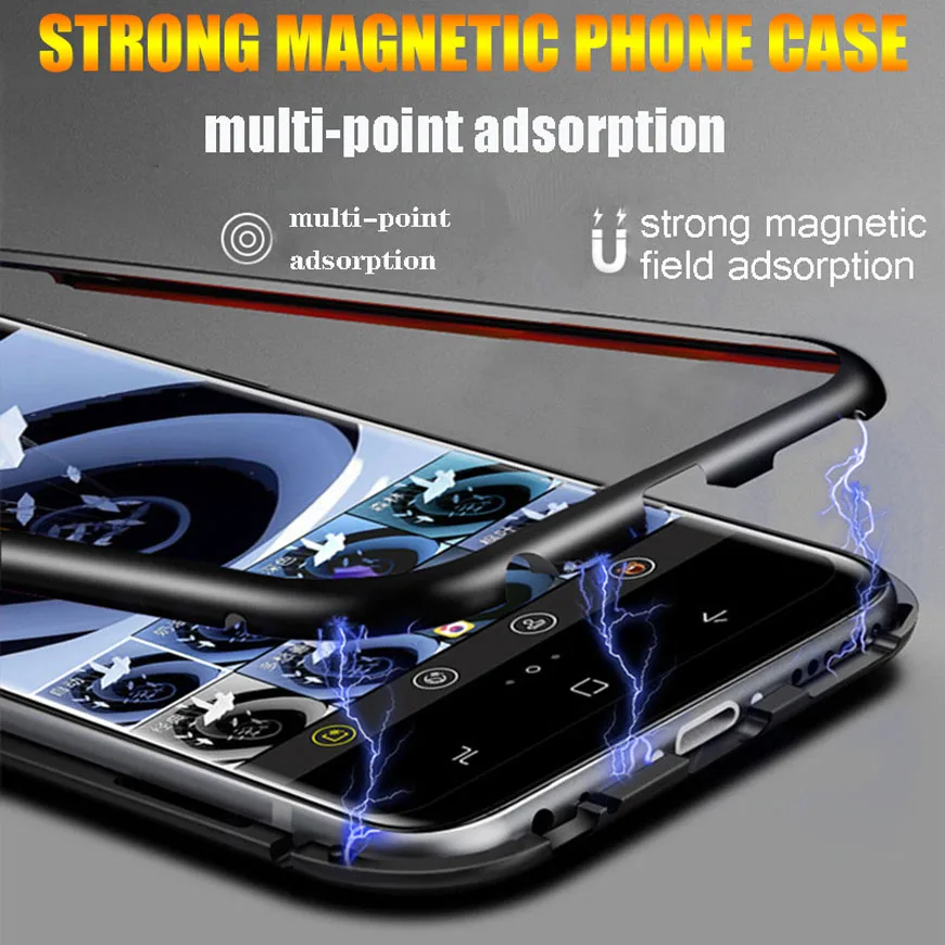 Металлический магнитный абсорбирующий чехол для iPhone XS MAX X XR 8 7 Plus 6 6s