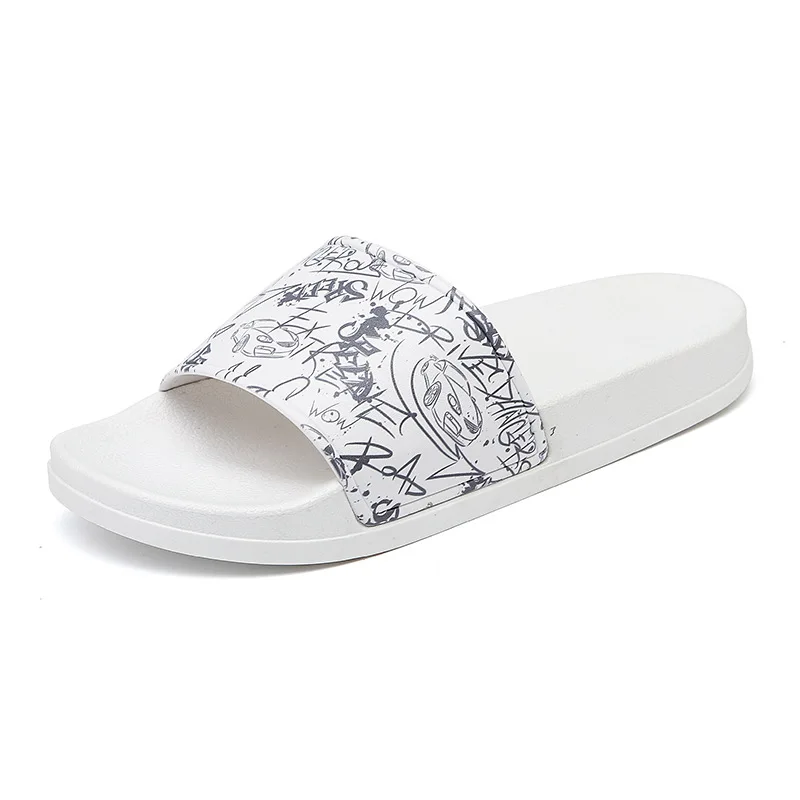 

Indoor Cartoon Graffiti Cute Couple Bathroom Slippers Fashion All-Match Flip Flops