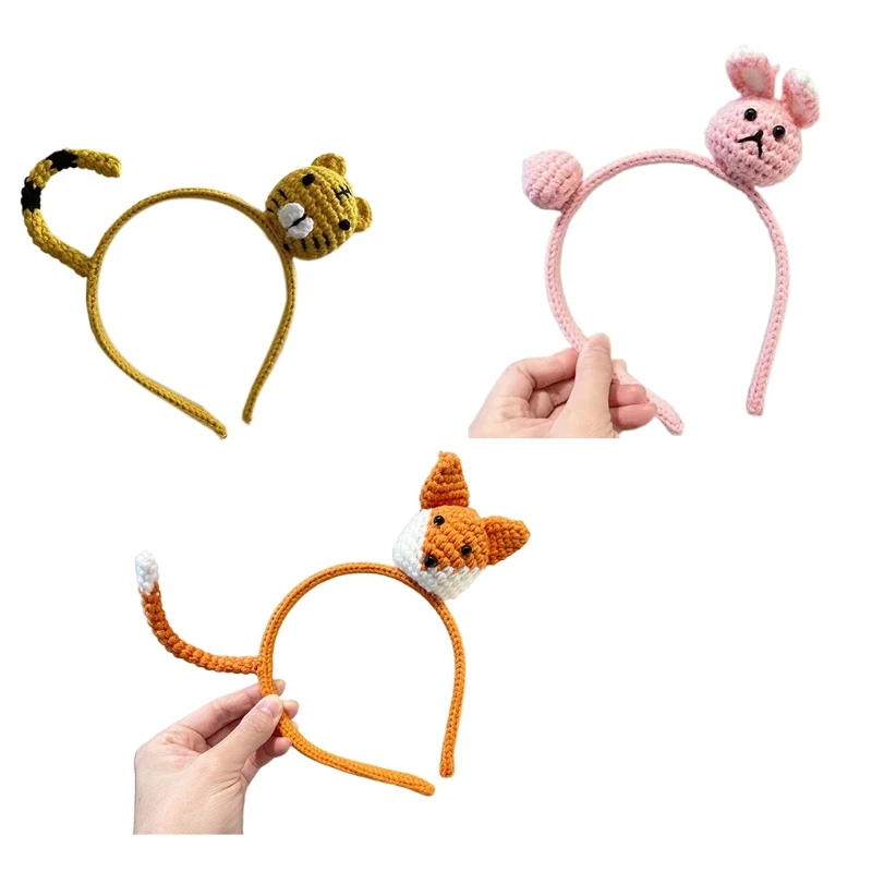 

Fashion Women Girls Headdress Handmade Wool Animal Headband Wrap Hair Hoop Female Hair Accessories Hairband Headwear G5AE