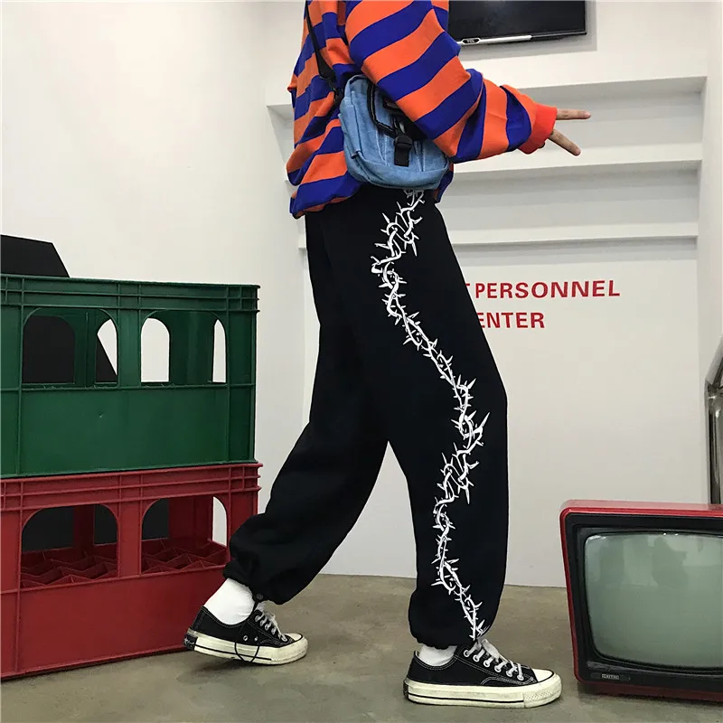 Женские теплые брюки с принтом в стиле хип хоп повседневные эластичные свободные